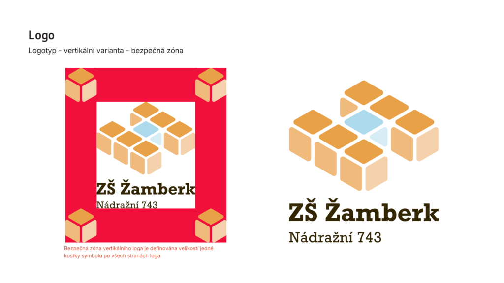 Horizontální a vertikální varianty loga ZŠ Žamberk.
